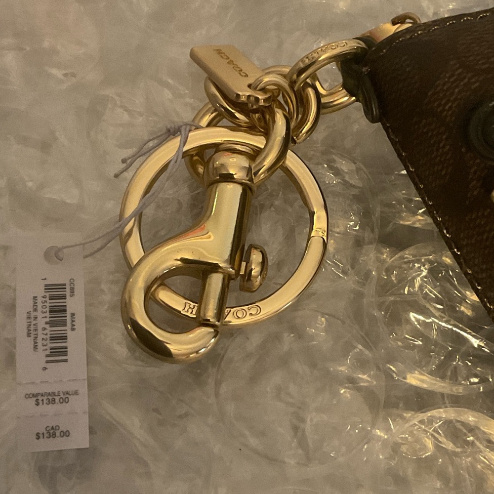 Coach Black and Brown Mini Bag with Gold Accents Bag charm NWTS - Picture 9 of 11